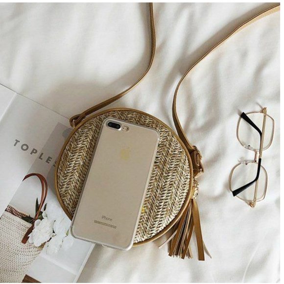 Pineapple Painted Round Straw Crossbody Bag, NWT - Picture 9 of 9